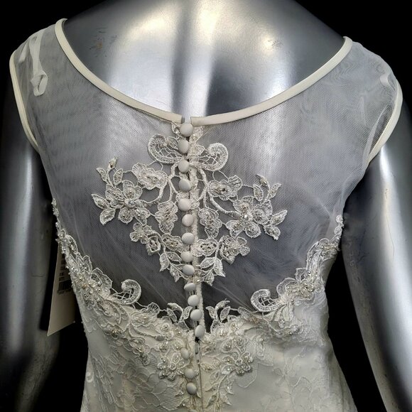 NWT~$1195~BONNY BRIDAL~8/10~TWO PIECE IVORY LACE WEDDING DRESS TRAIN SKIRT - Picture 14 of 16